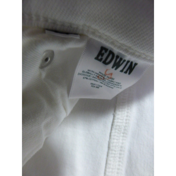 $168 Anthropologie Edwin Bree Destructed Jeans in Optic White 25 NEW - Picture 12 of 12